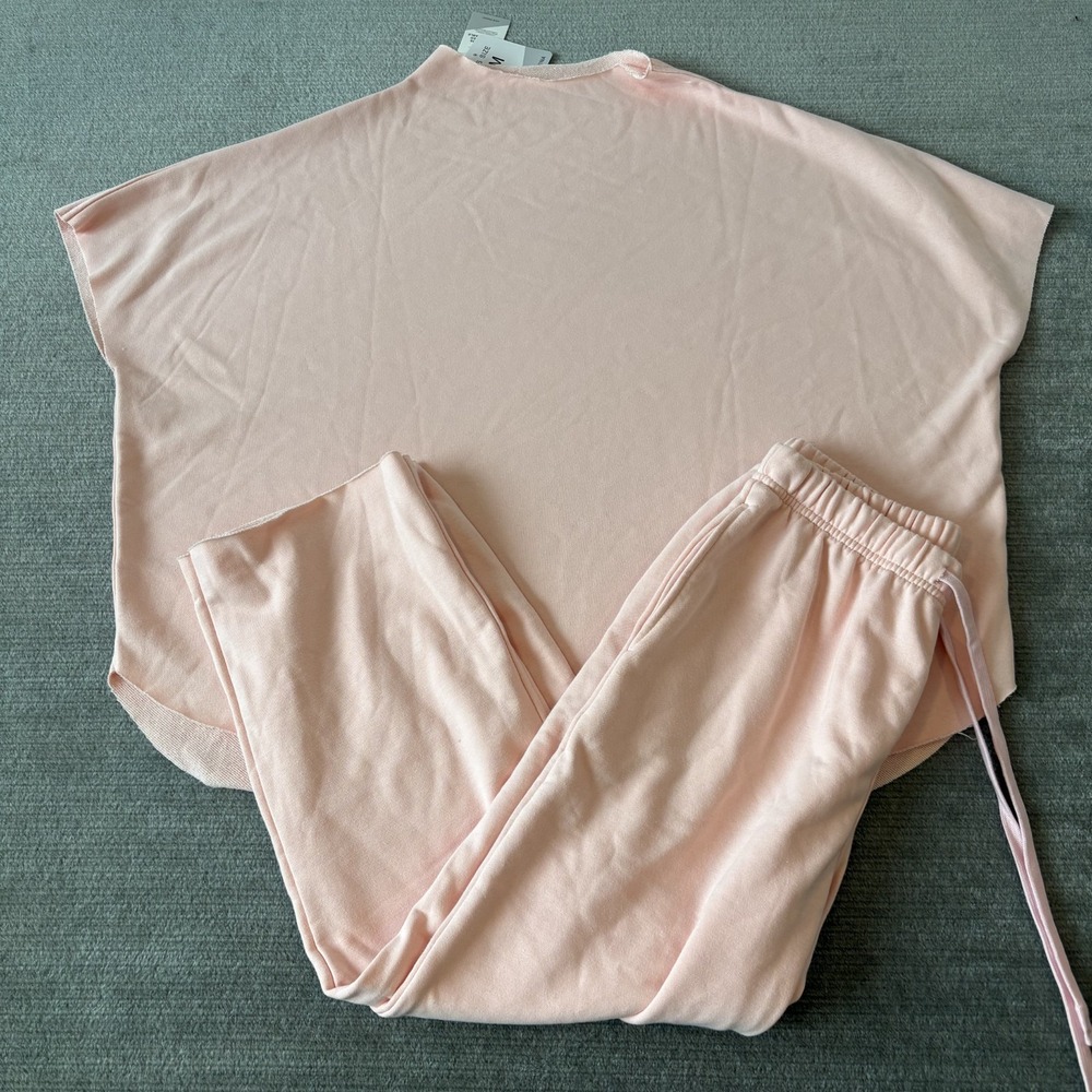 Amazon Fashion Lounge Set Womens 2‎ Piece Matching Pink Knit M Mock Neck Sweat